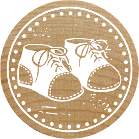 Colop Woodies – Motivstempel, Holz, Motiv Babyschuhe, Ø 34 mm