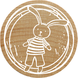 Colop Motivstempel – Woodies Häschen – Buchenholz – Abdruck Ø 30 mm
