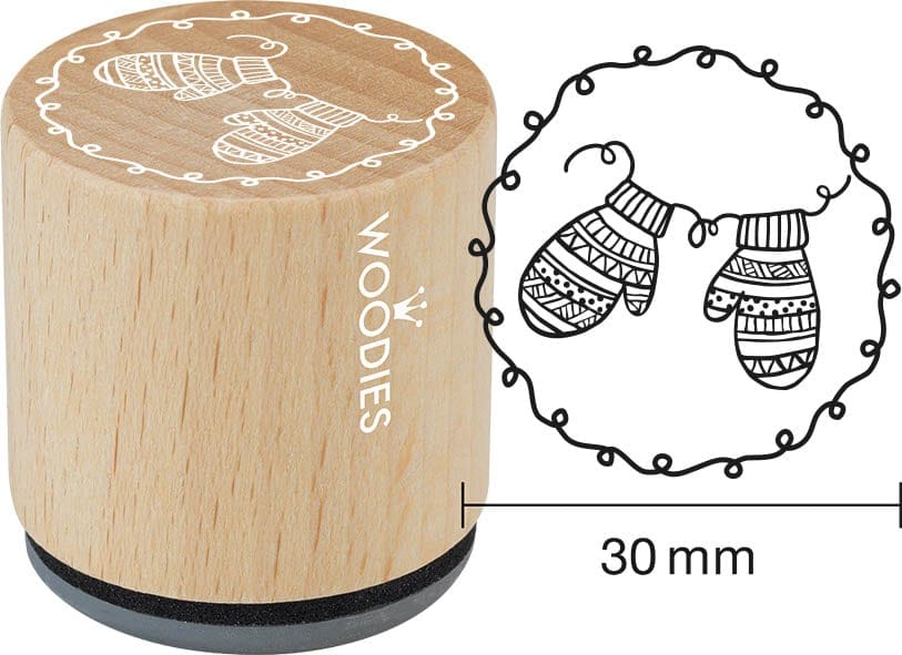 Colop Woodies – Motivstempel, Buchenholz, Motiv Fäustlinge, Ø 30 mm