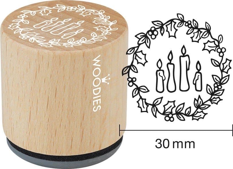 Colop Woodies – Motivstempel, Holz, Motiv 4 Kerzen, Ø 30 mm
