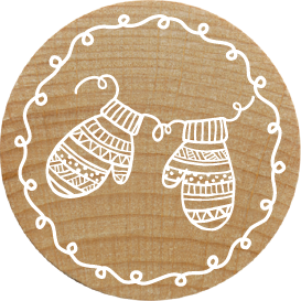 Colop Woodies – Motivstempel, Buchenholz, Motiv Fäustlinge, Ø 30 mm