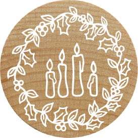 Colop Woodies – Motivstempel, Holz, Motiv 4 Kerzen, Ø 30 mm
