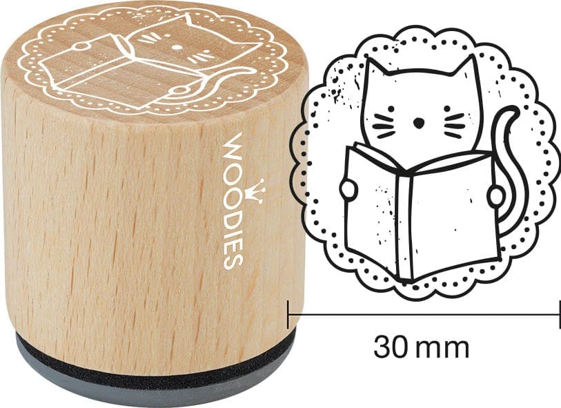 Colop Woodies – Motivstempel, Holz, Katzenmotiv, Ø 30 mm