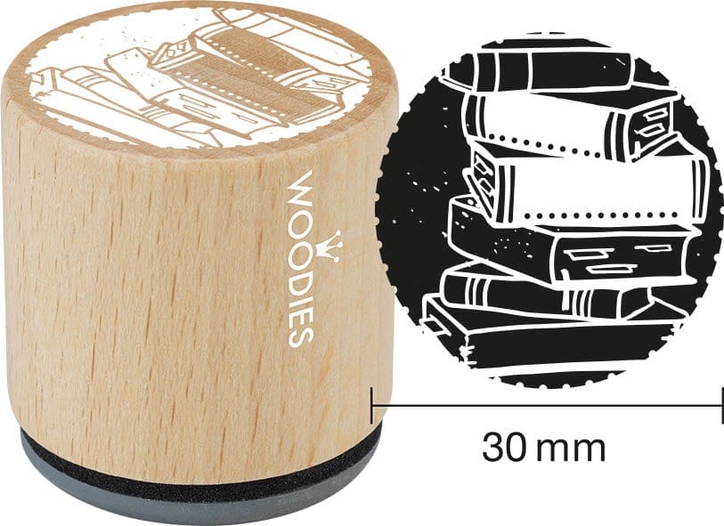 Colop Woodies – Motivstempel, Holz, Bücher-Motiv, Ø 30 mm