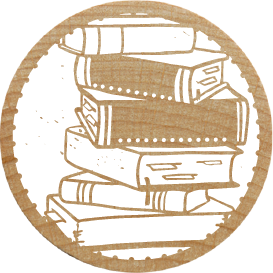 Colop Woodies – Motivstempel, Holz, Bücher-Motiv, Ø 30 mm