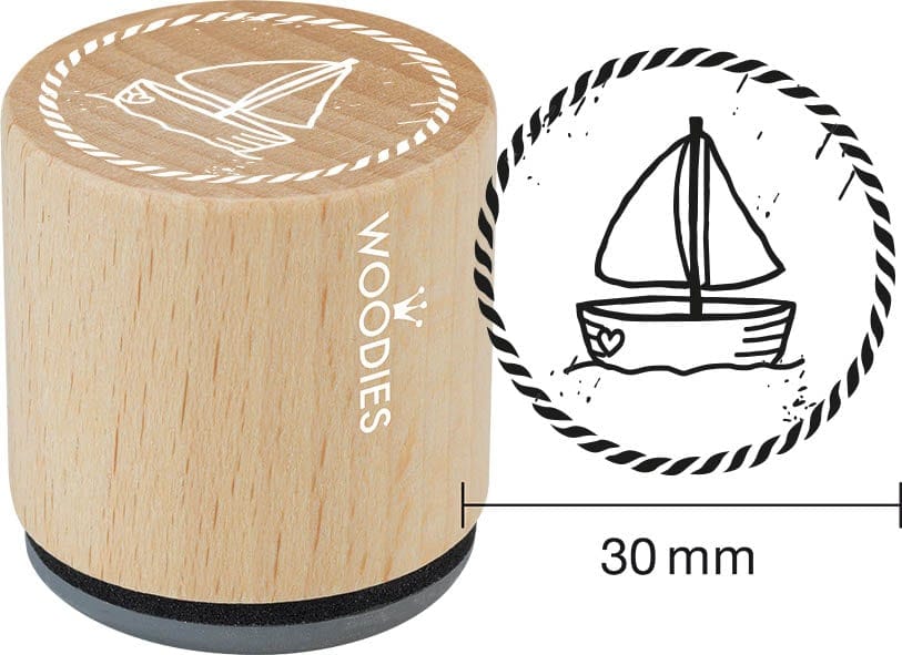 Colop Motivstempel – Woodies Segelboot – Buchenholz – Ø 30 mm