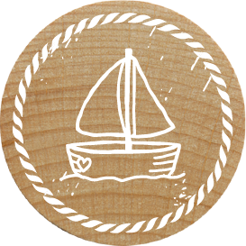 Colop Motivstempel – Woodies Segelboot – Buchenholz – Ø 30 mm