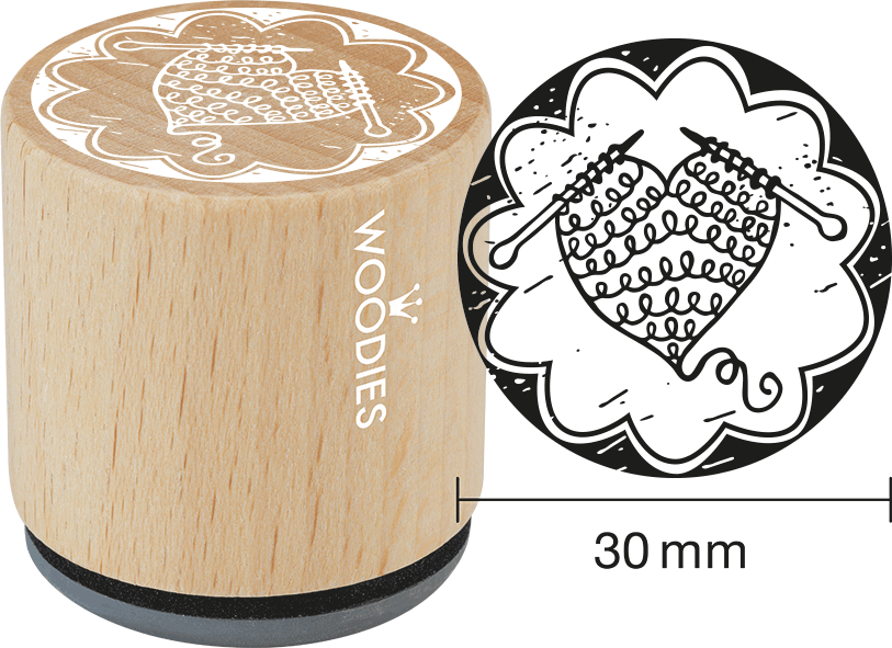 Colop Motivstempel – Woodies Gestricktes Herz – Holz – Ø 30 mm