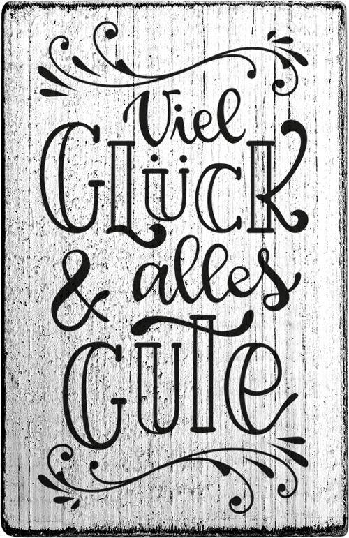 Colop Stempel Vintage – Motivstempel, Holz, Motiv Viel Glück & alles Gute – Abdruck 70 × 42 mm