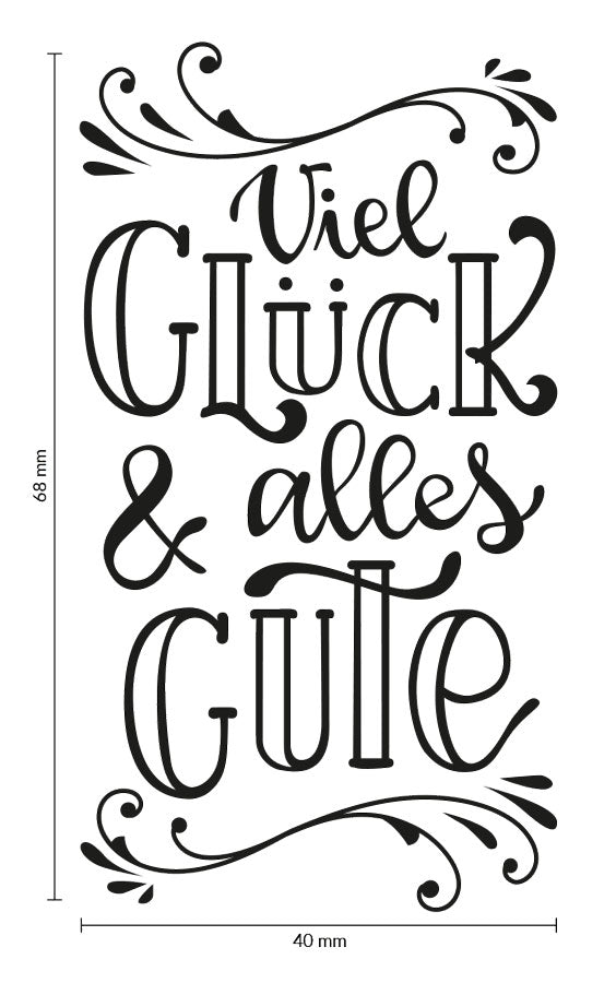 Colop Stempel Vintage – Motivstempel, Holz, Motiv Viel Glück & alles Gute – Abdruck 70 × 42 mm