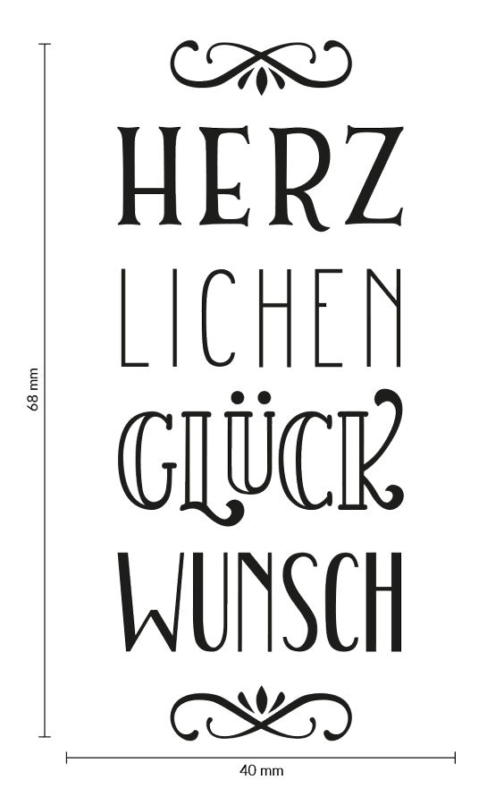 Colop Stempel Vintage – Motivstempel, Holz, Motiv Herzlichen Glückwunsch, Abdruck 70 × 42 mm