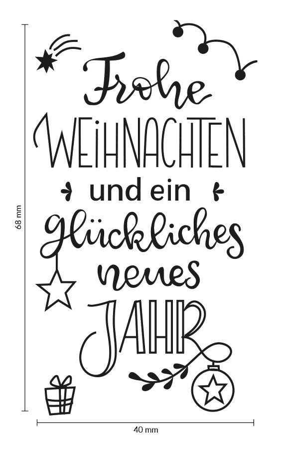 Colop Stempel – Frohe Weihnachten und ein glückliches neues Jahr – Vintage – Holz – 70 × 42 mm