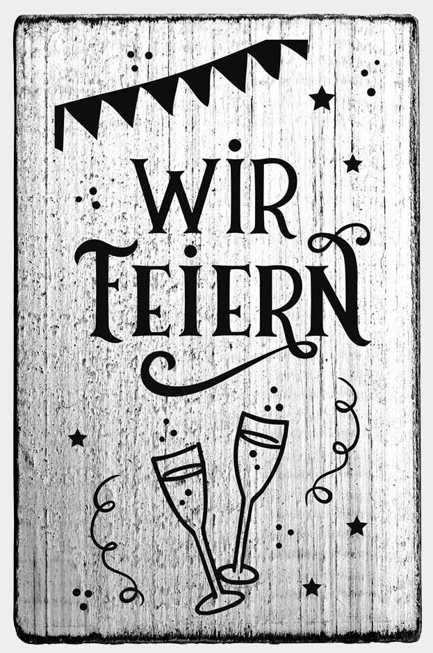 Colop Vintage – Motivstempel, Holz, Motiv Wir feiern – Abdruck 70 × 42 mm