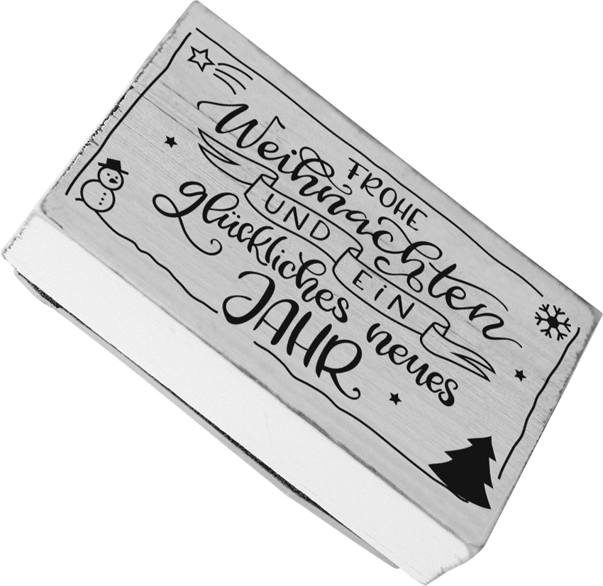 Colop Vintage – Motivstempel, Holz, Motiv Frohe Weihnachten und ein glückliches neues Jahr, Abdruck 70 × 42 mm