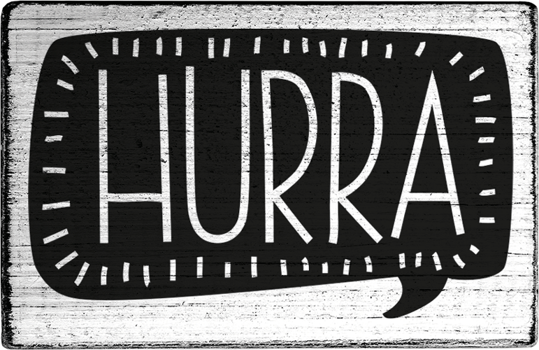 Colop Motivstempel – Hurra, Vintage – Holz, Naturgummi – 70 × 42 mm