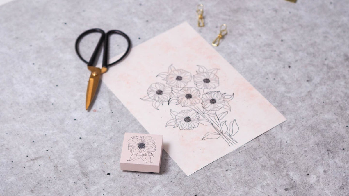 Colop May & Berry – Motivstempel, Holz, grosses Blumenmotiv – Abdruck 45 × 45 mm, nude