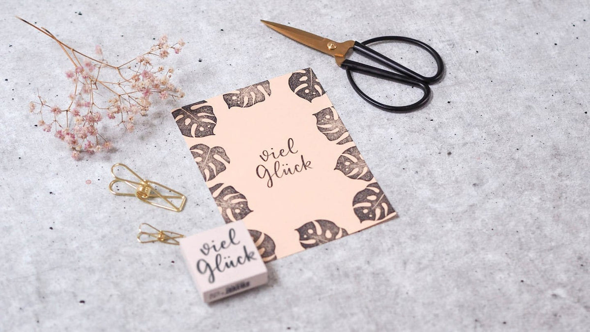 Colop May & Berry – Motivstempel, Holz, Motiv Viel Glück, Abdruck 45 × 45 mm, nude