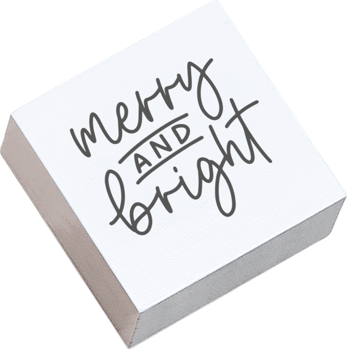 Colop May & Berry – Motivstempel, Holz, Motiv merry and bright – Abdruck 45 × 45 mm, weiss