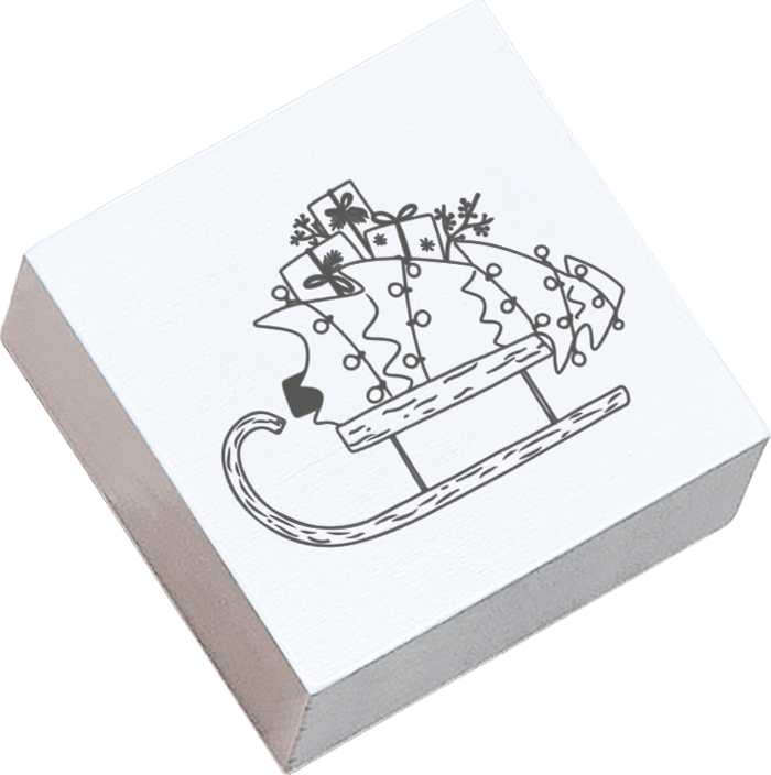 Colop Stempel – May & Berry Schlitten – Buchenholz, Naturgummi – 45 × 45 mm – Weiss