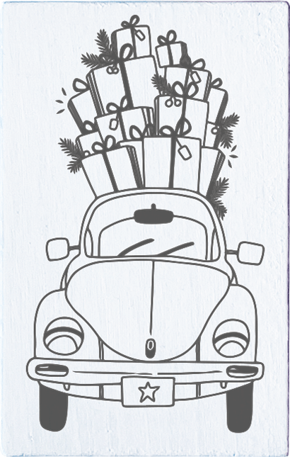 Colop May & Berry – Motivstempel, Holz, Motiv Auto mit Geschenken, Abdruck 35 × 55 mm
