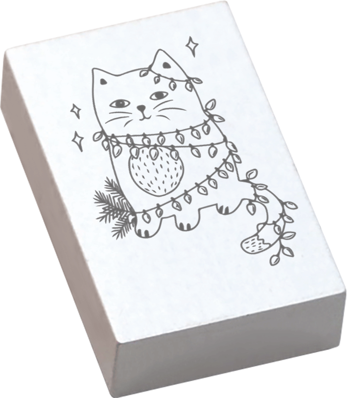 Colop May & Berry – Motivstempel, Holz, Weihnachtskatze Motiv – Abdruck 35 × 55 mm, weiss