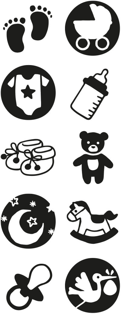 Colop Little NIO – Motivstempel, selbstfärbend, Baby-Motiv, Ø 17 mm, fancy grey, 10 Motive