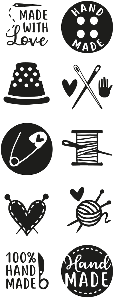 Colop Selbstfärbender Stempel – Little NIO Handmade – 10 Motive – Ø 17 mm – Fancy Grey – für Papier