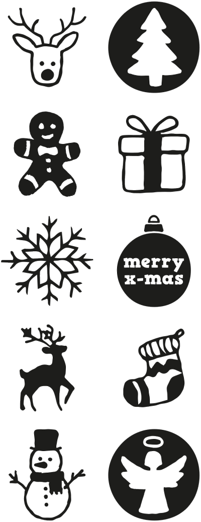 Colop Little NIO – Selbstfärbender Motivstempel, Weihnachtsmotive, Ø 17 mm – Fancy Grey