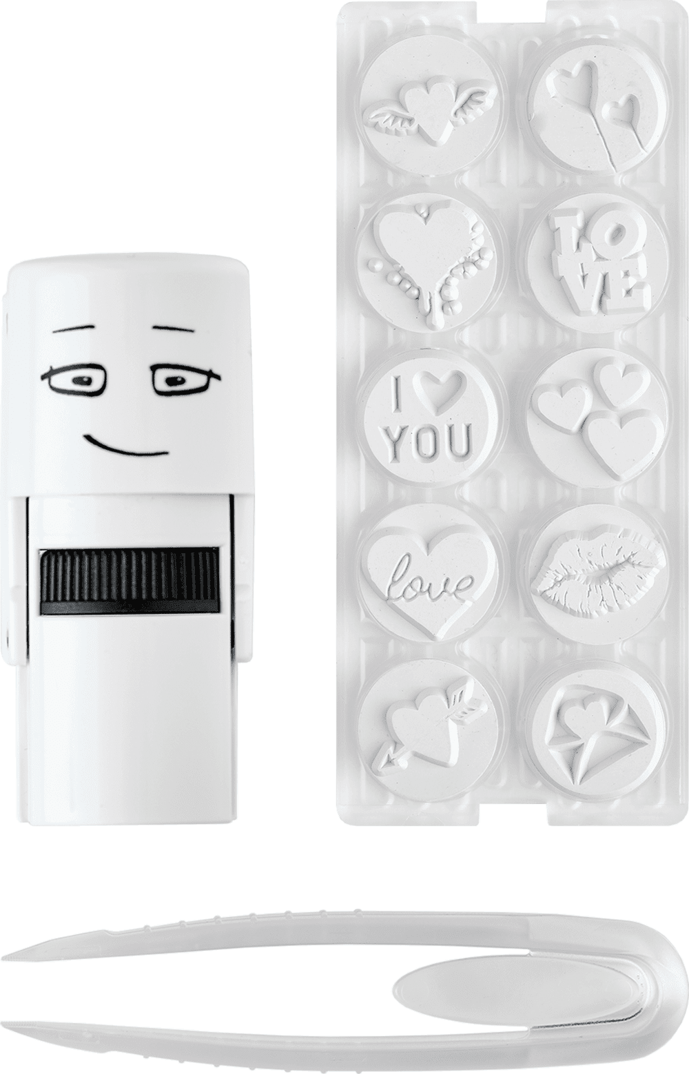 Colop Selbstfärbender Stempel – Little NIO – Liebe – Display 12 Stück, 10 Motive – Ø 17 mm