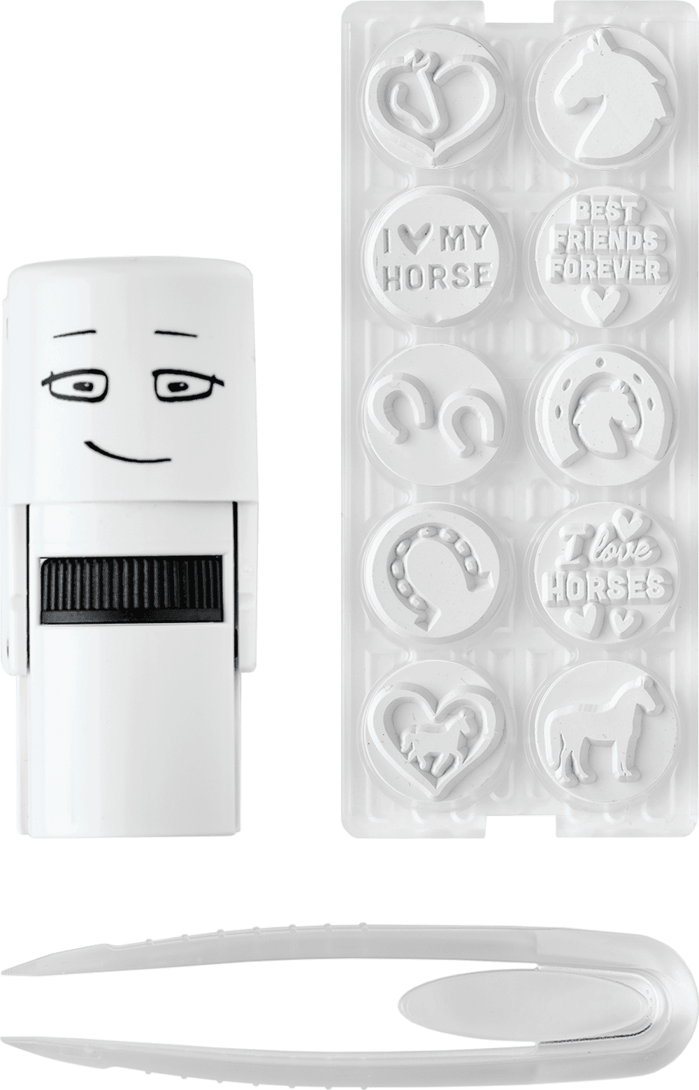 Colop Little NIO – Selbstfärbender Motivstempel, Motiv Pferde – Ø 17 mm – Grau
