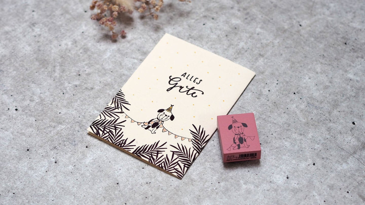 Colop May & Berry – Motivstempel, Holz, Motiv Hund, Abdruck 35 × 45 mm, Rosa