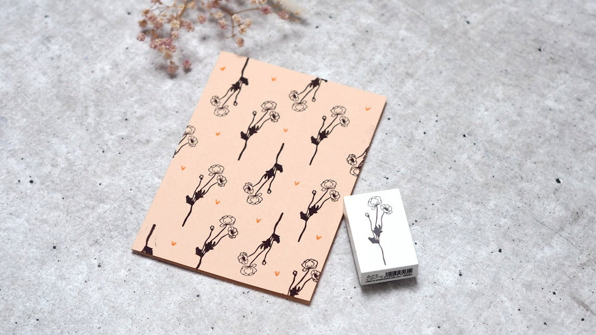 Colop May & Berry – Motivstempel, Holz, Mohnblumenmotiv, Abdruck 35 × 55 mm, Weiss