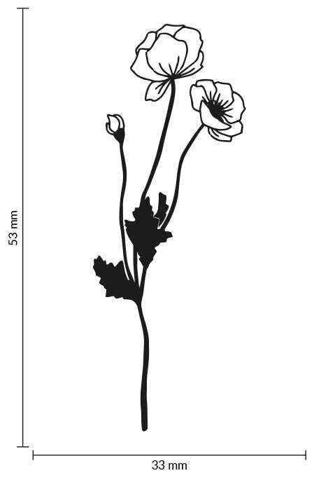 Colop May & Berry – Motivstempel, Holz, Mohnblumenmotiv, Abdruck 35 × 55 mm, Weiss