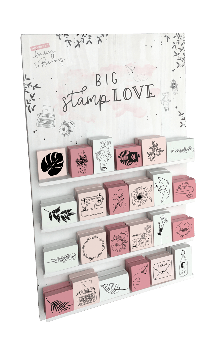 Colop Stempel-Set – May & Berry – 72 Stempel (24 Motive x 3 Stk.) – 200 × 300 × 470 mm