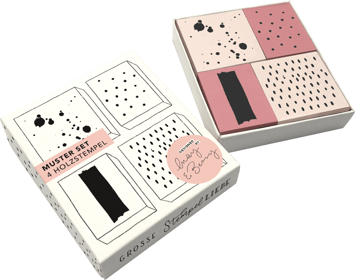 Colop Stempel-Set – May & Berry Muster – 4 Stempel – Holz