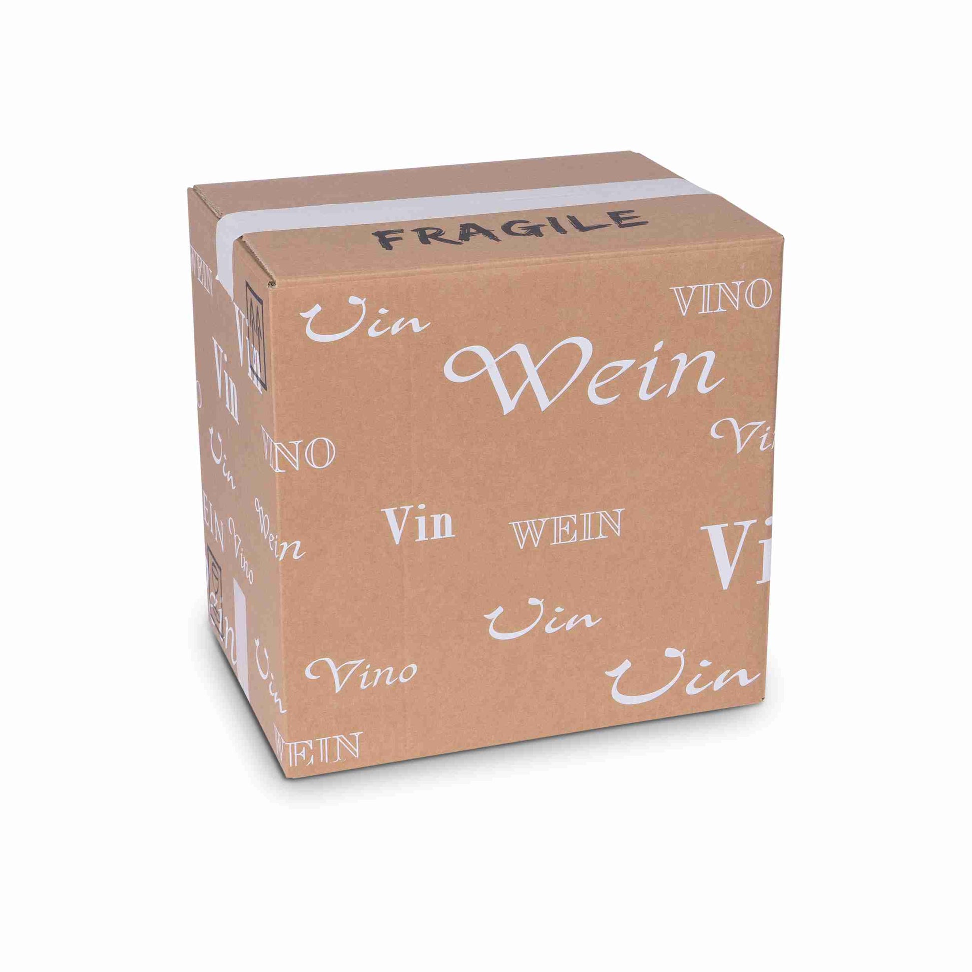 Model Weinversandkarton – für 12 × 0,75 l, max. 327 mm & Ø83 mm – 338 × 252 × 327 mm, braun, mit Gefache – 1 Stk., ab 50 Stk.