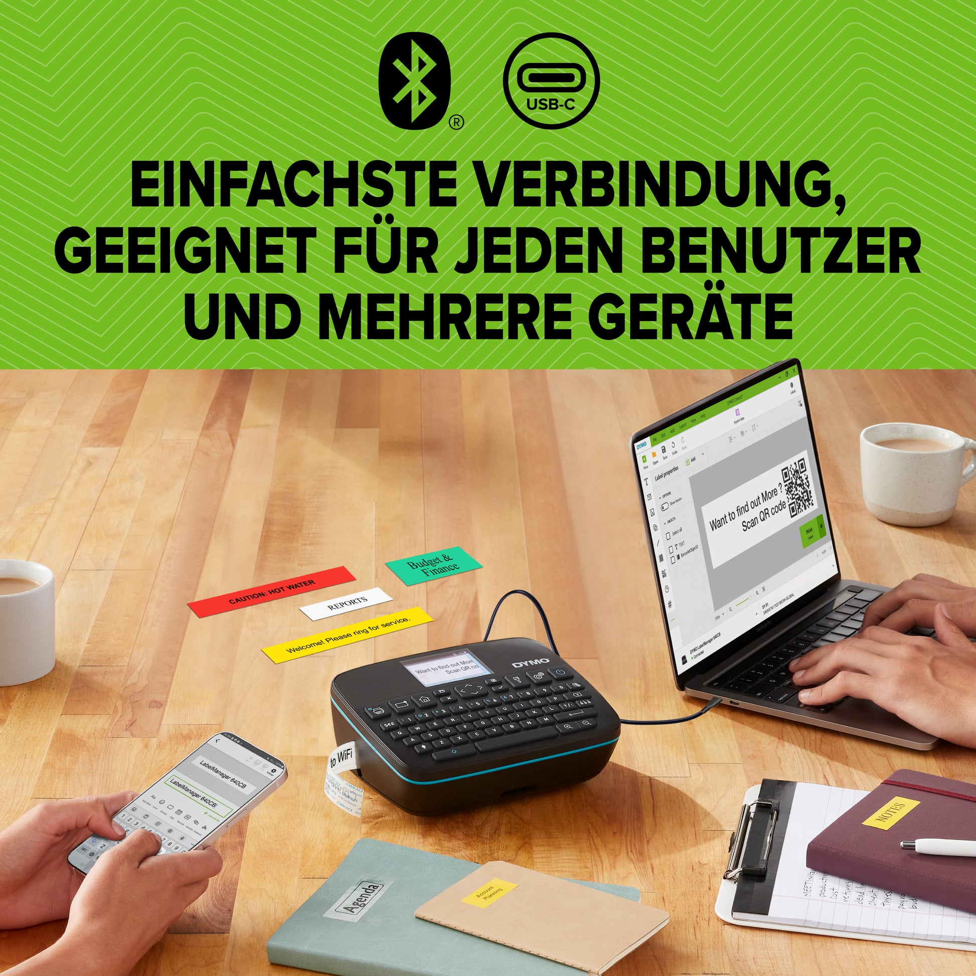DYMO LabelManager Executive 640CB – Beschriftungsgerät, für D1-Bänder 6–24 mm, USB-C, Bluetooth, Auto-Cutter
