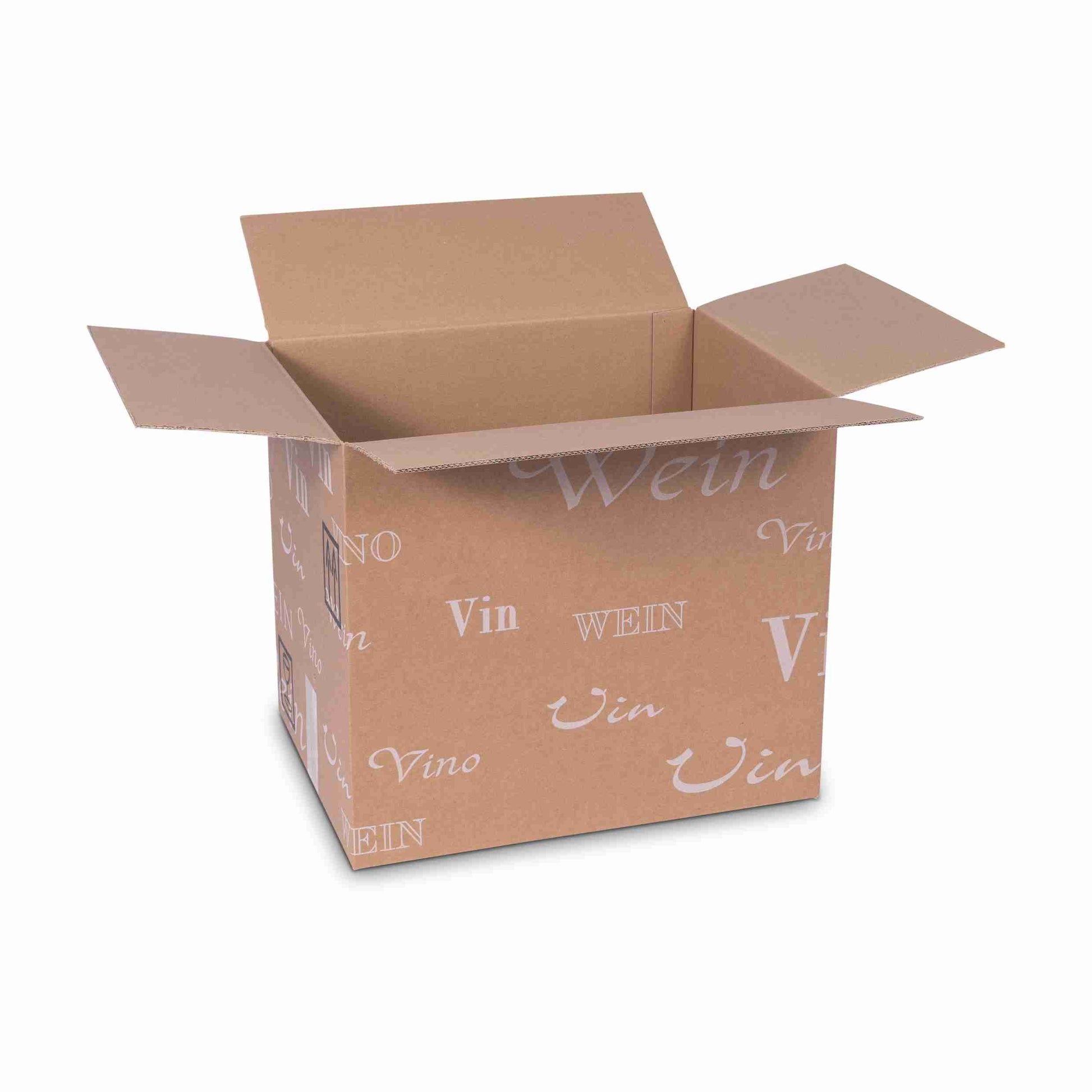 Model Weinversandkarton – für 12 × 0,75 l, max. 292 mm & Ø85 mm – 332 × 248 × 292 mm, braun, Wellkarton – 1 Palette (400 Stk.)