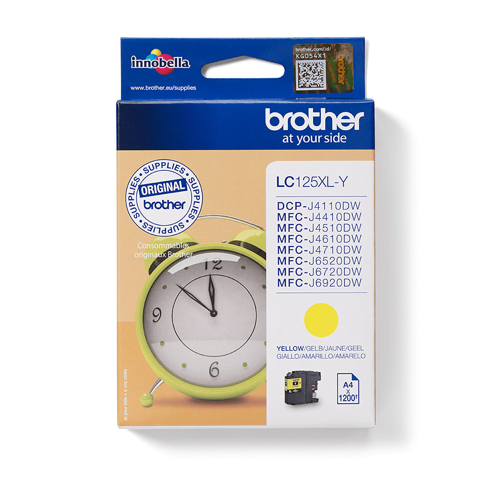 Brother LC-125XL Gelbe Tintenpatrone (Original) – 1'200 Seiten – für MFC-J6520DW/6720DW/6920DW …