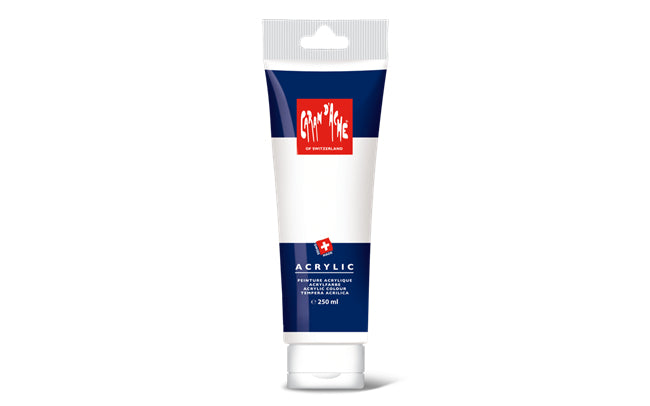 Caran d'Ache Acrylfarbe – Weiss 001, lichtecht – 250 ml (Tube) – für Leinwand, Textil, Glas