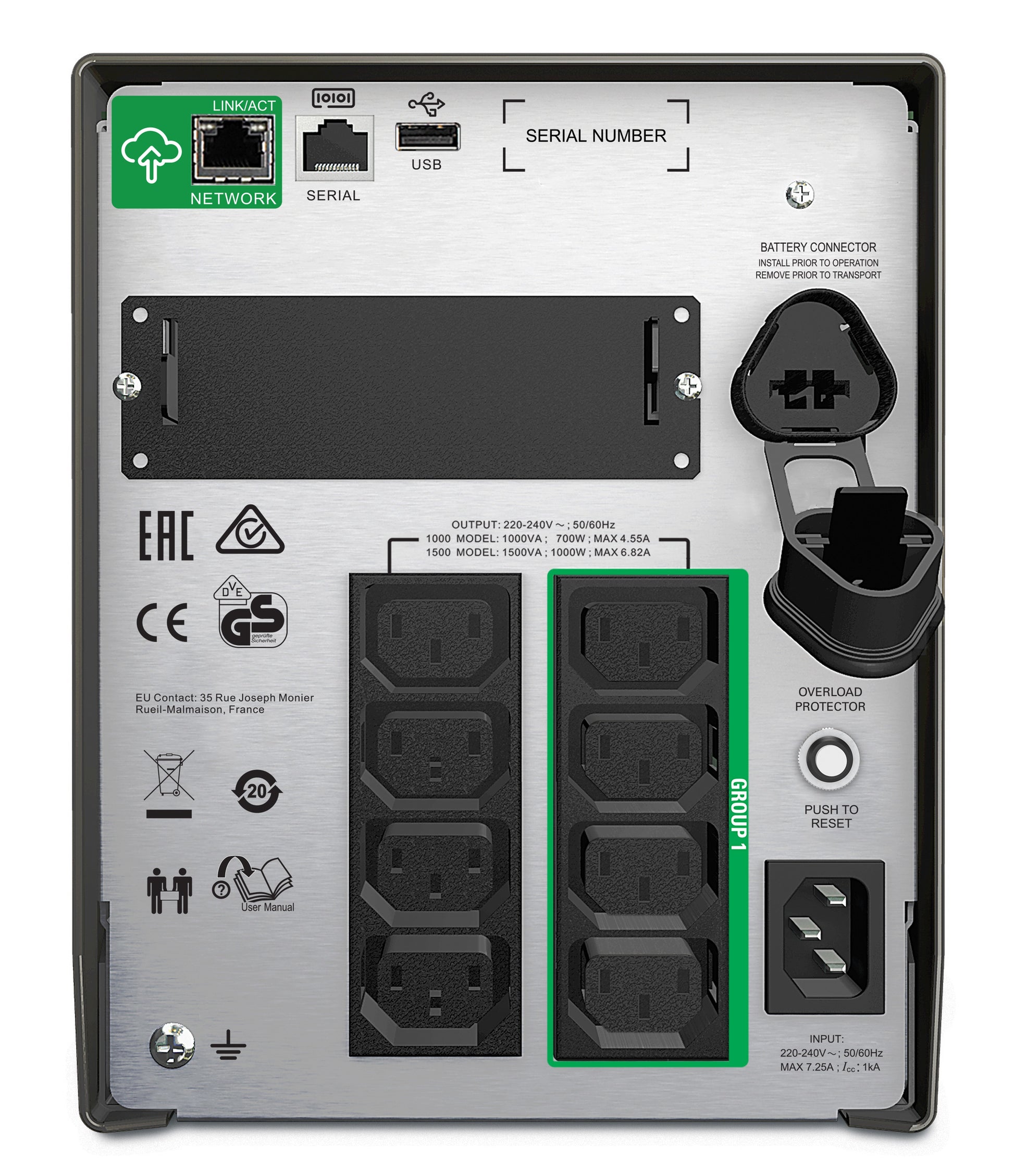 APC Smart-UPS SMT1000IC USV 1 kVA/700 W Line-Interaktiv – Mini Tower – C13×8, USB‑A×1, Eingang IEC C14