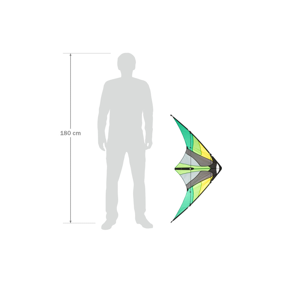 Invento Lenkdrachen Dual-Linie – 115 × 51 cm – 2 Leinen, 25 m Schnur – ab 10 J. – Ripstop-Polyester