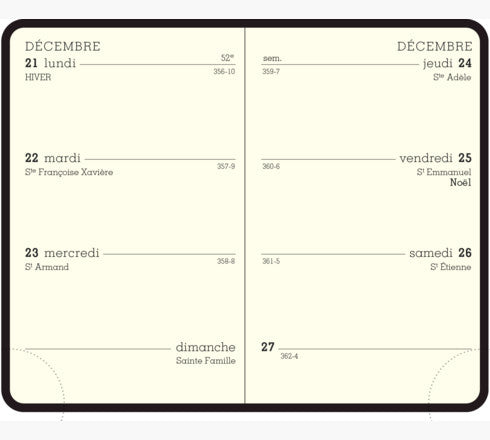 Exacompta Mini 11 – Wochenagenda 2027, 1 Woche/2 Seiten, 7,5 × 11,5 cm, assortiert