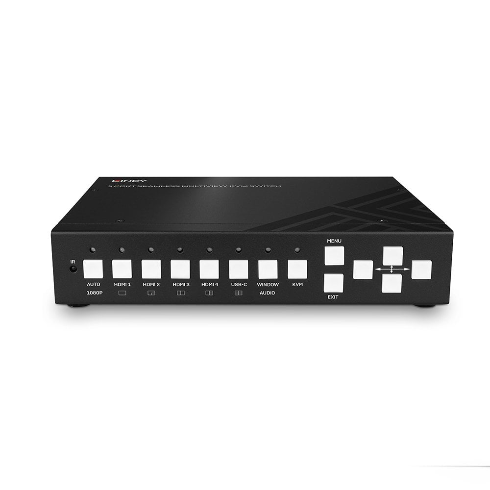 Lindy 32330 – KVM-Switch 5-Port, HDMI/USB, 4K (4096 × 2160), Seamless Multiview