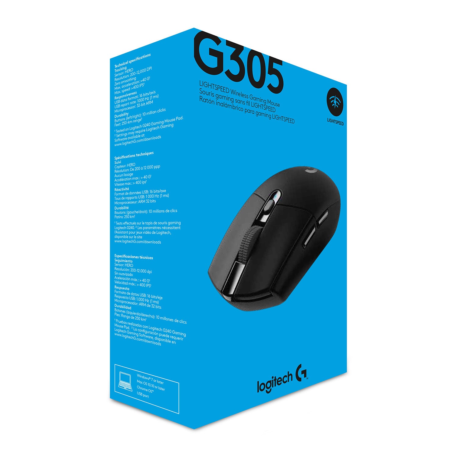 Logitech G G305 Lightspeed – Gaming-Maus – Kabellos (Bluetooth/2,4 GHz), 12000 DPI, RGB-Beleuchtung, rechts
