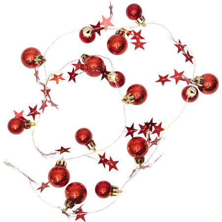 Star Trading Lichterkette 728-07 – Starterset, 1,4 m, 0,6 W, Warmweiss, Rot/Silber, Batteriebetrieben, Timer