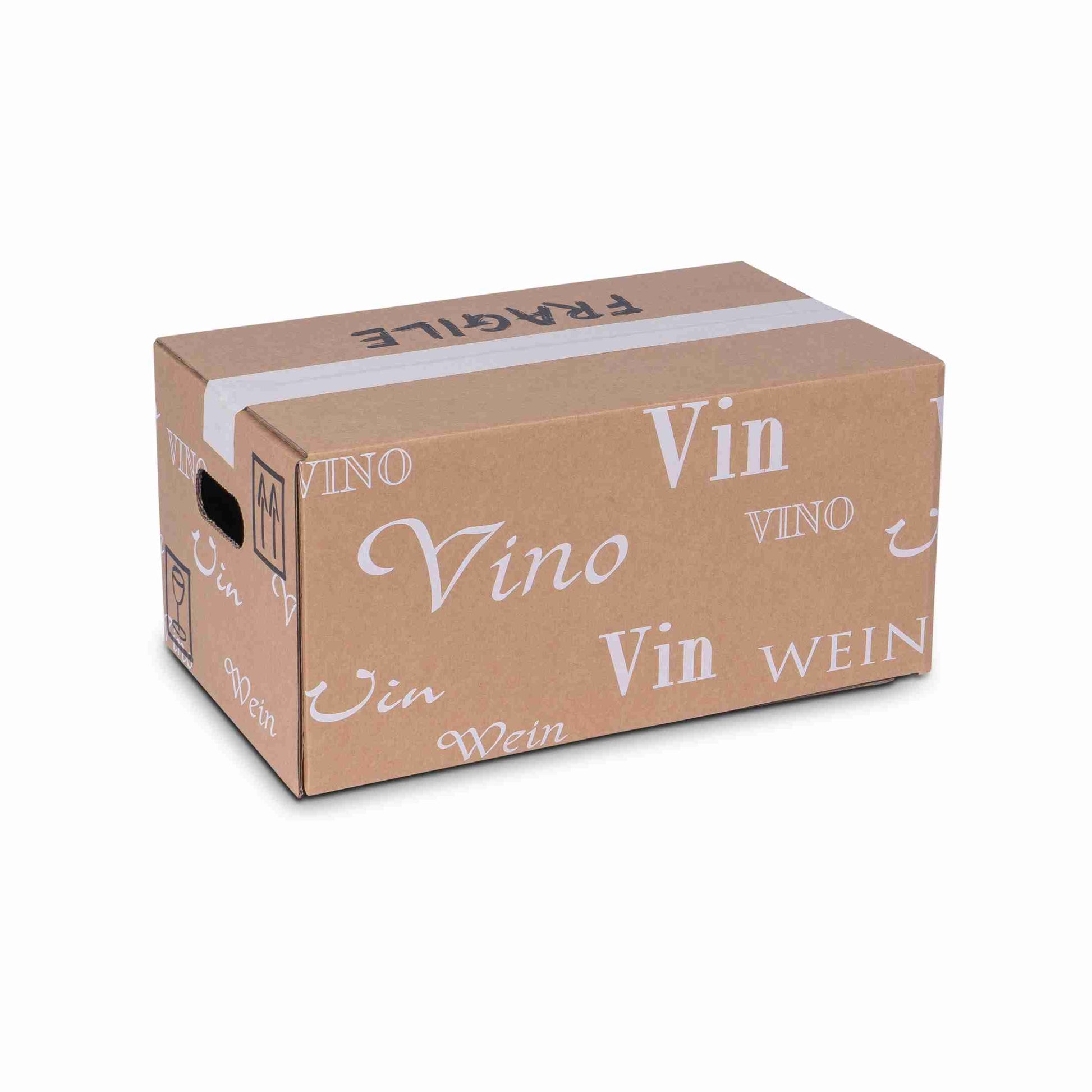 Model Weinversandkarton – für 12 × 0,75 l, max. 185 mm & Ø80 mm – 400 × 235 × 185 mm, braun, Automatikboden – 1 Stk., ab 200 Stk.