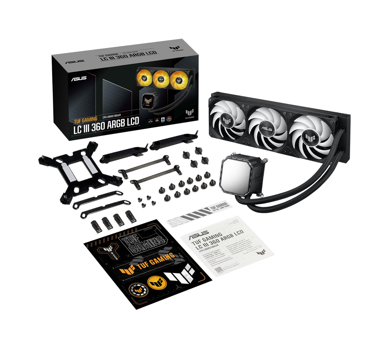 ASUS TUF GAMING LC III 360 ARGB LCD – AIO-Kühler – 360 mm, 3×120 mm, Schwarz, für AM4, AM5, LGA 1700 und andere