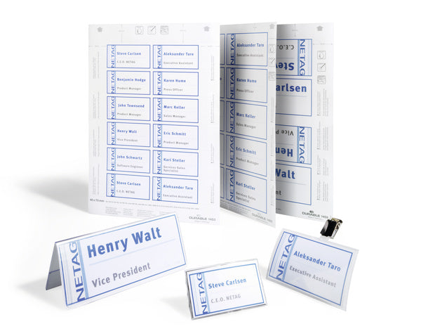 Durable Schuletiketten – für Namensschilder 8006, 8502, 8507 und mehr – 60×30 mm, 540 Stk, 20 Bogen, Papier