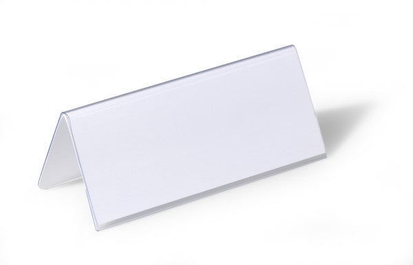 Durable Tisch-Namensschild Dach-Form – 150 × 122 mm – Hartfolie – Transparent – Zweiseitig